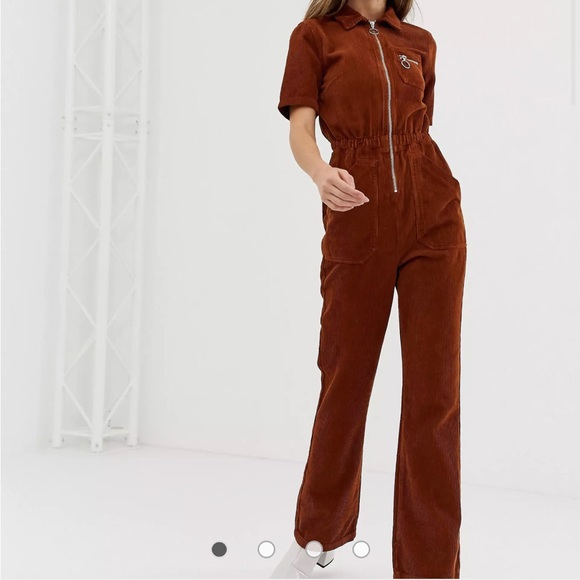 ASOS DESIGN CORD 70’s flare jumpsuit - Picture 1 of 9